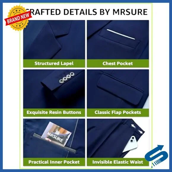 Men's Slim Fit Blazer Lightweight Sport Coat Business Casual Jacket